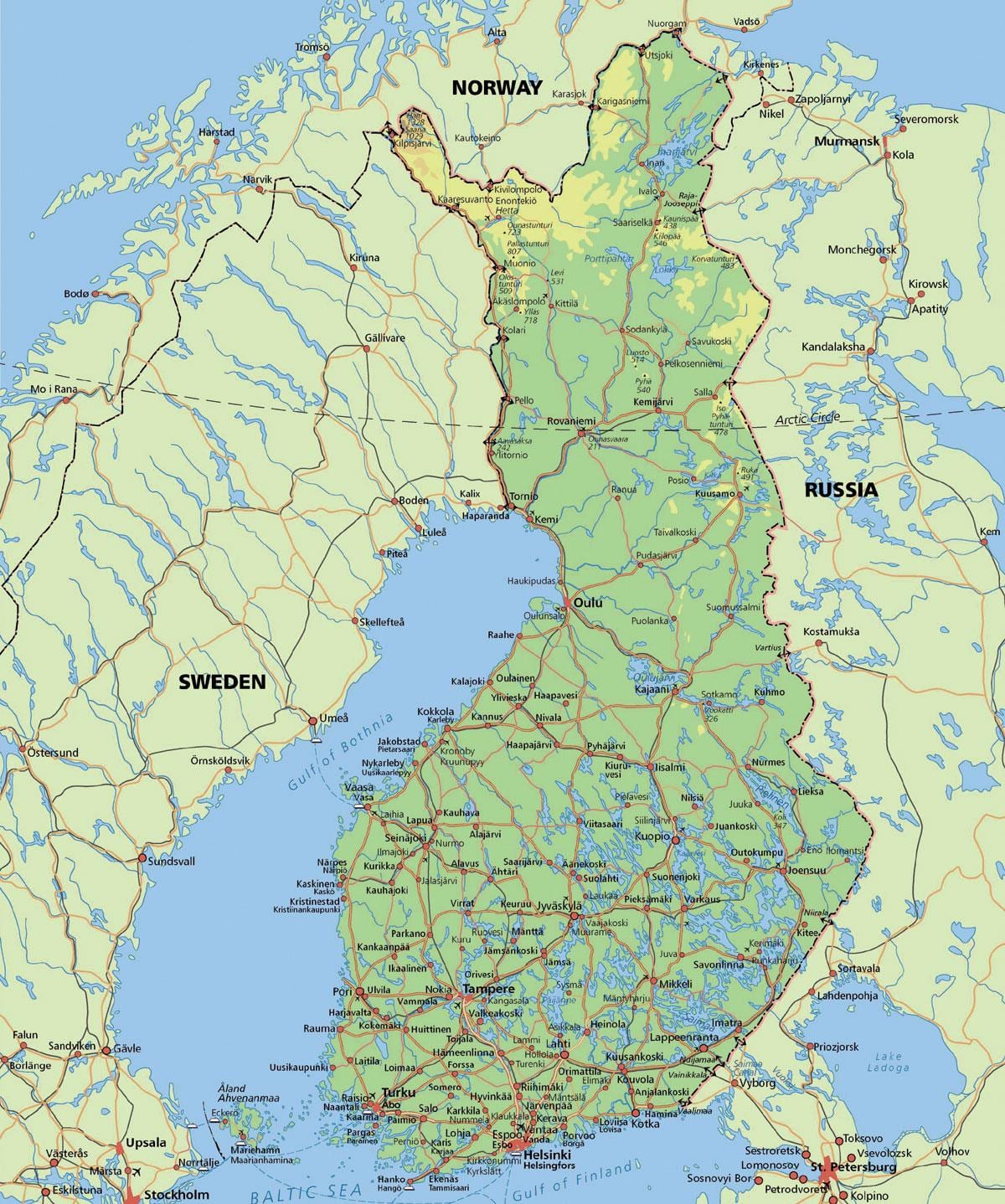 ਨਕਸ਼ਾ ਦੇ ਆਰਕਟਿਕ ਸਰਕਲ Finland