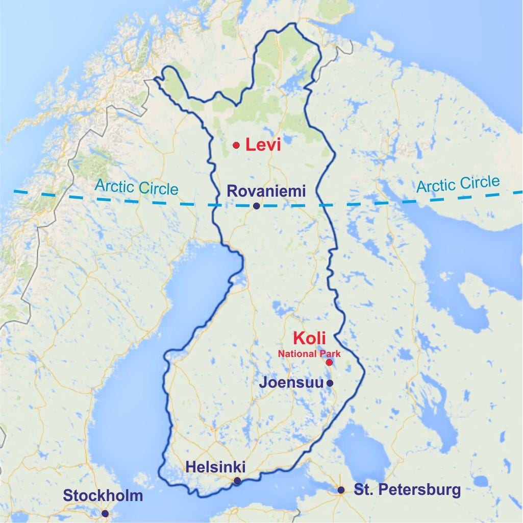 Finland ਲੇਵੀ ਦਾ ਨਕਸ਼ਾ
