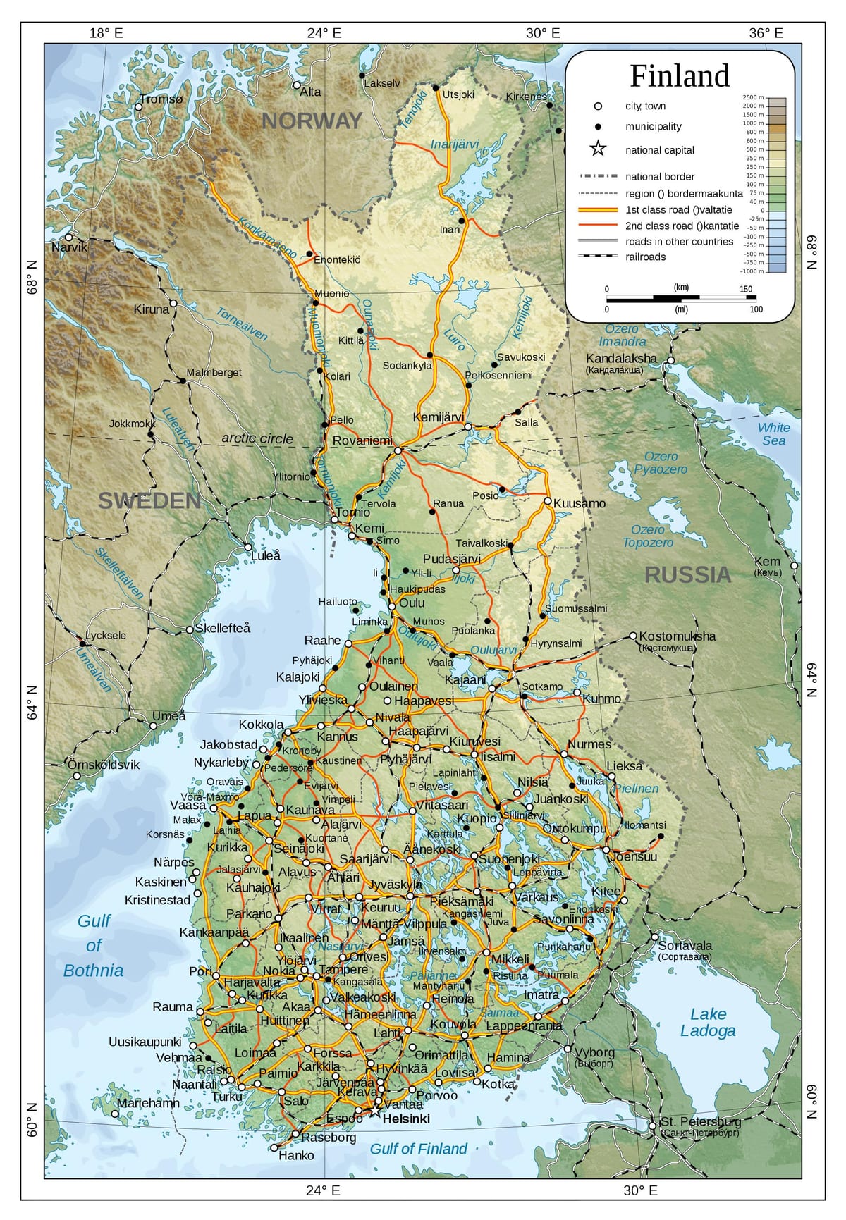 ਨਕਸ਼ਾ ਦੇ ਸਰੀਰਕ Finland