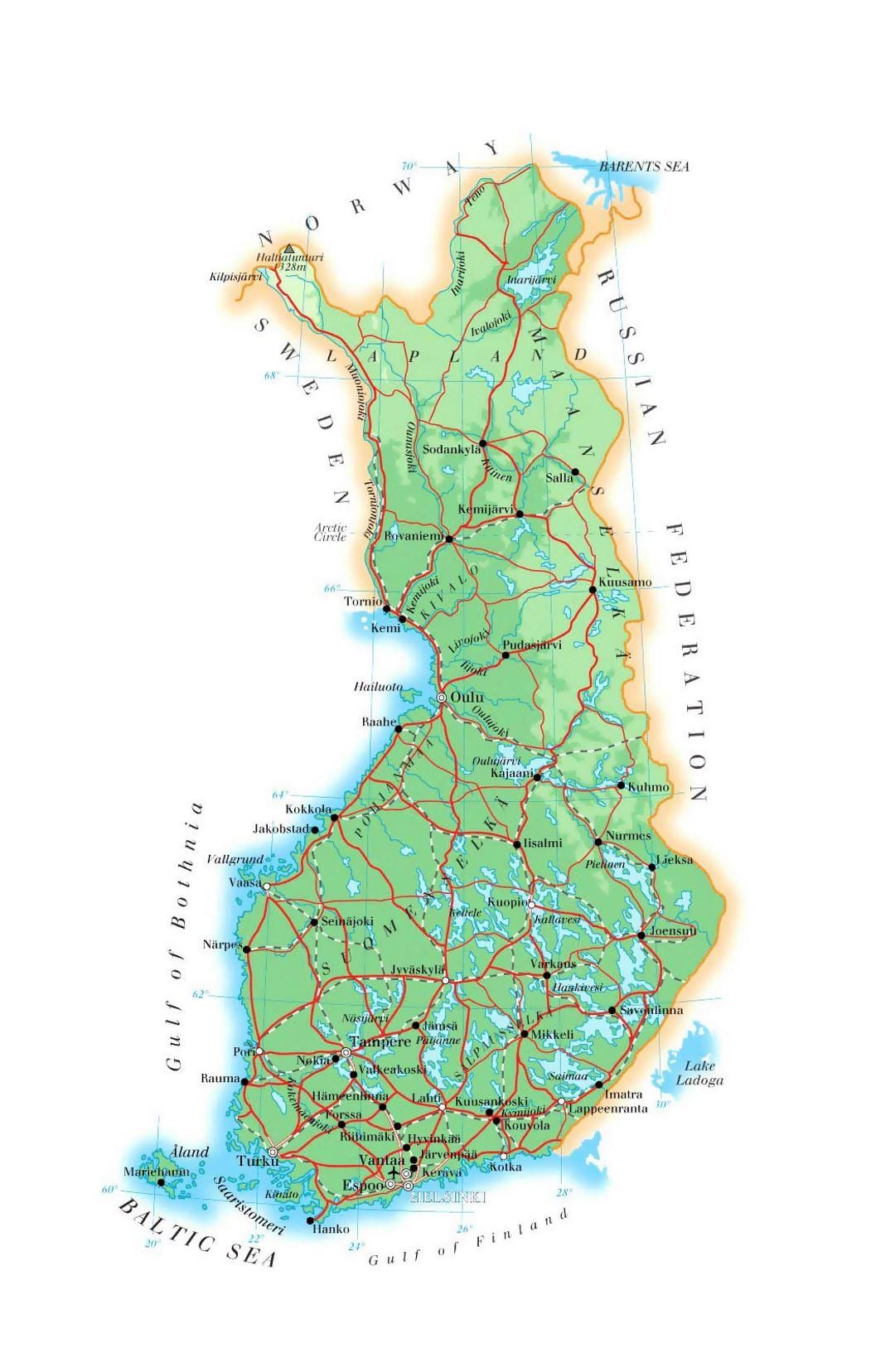 ਨਕਸ਼ਾ ਦੇ Finland ਉਚਾਈ
