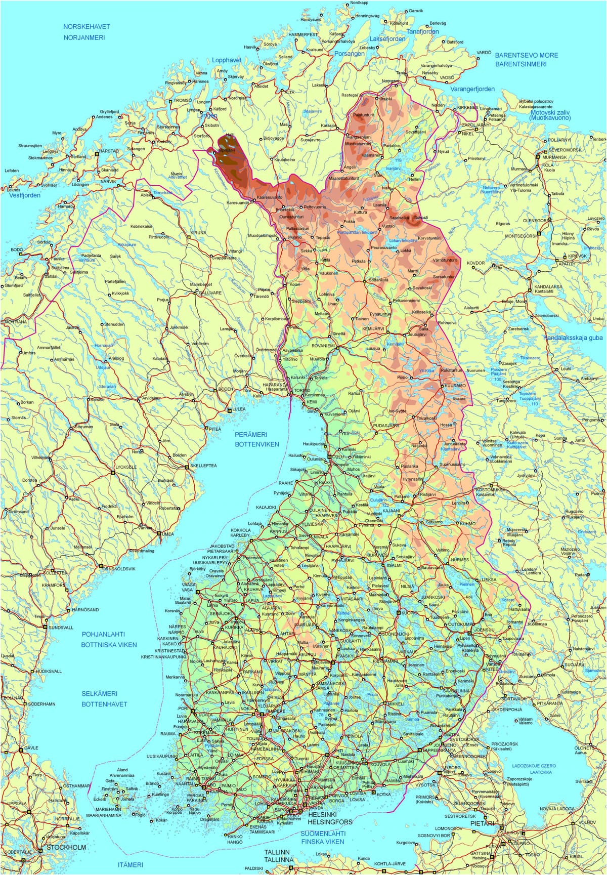 ਨਕਸ਼ਾ ਦੇ Finland ਸੜਕ